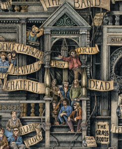 Color image of Grateful Dead House as depicted in The Great Rock and Roll History 1900-1974 by Massimo Cravich