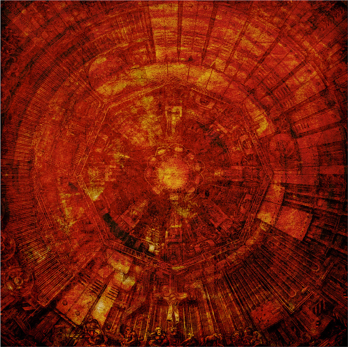 Fine art giclée print obtained by digitally coloring a print of the original ink drawing entitled LHC.