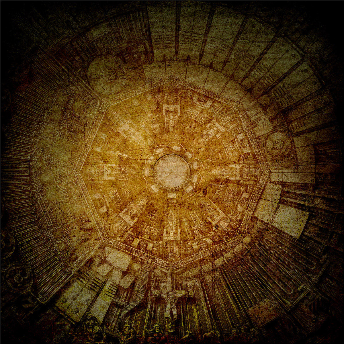 Further example of digital coloring of an original ink drawing titled LHC