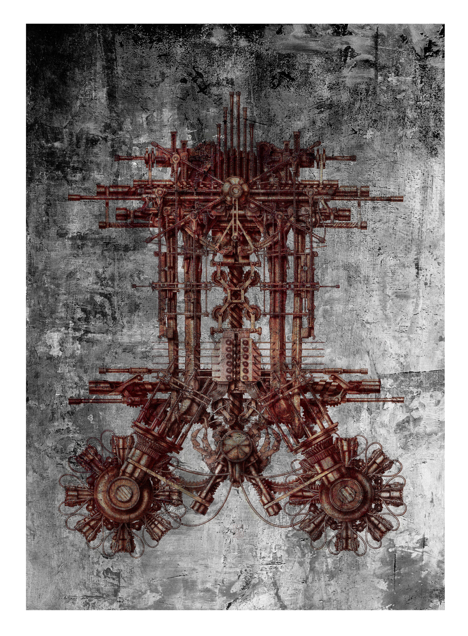 Fine Art Giclée print titled Surgical Reliquary 5, obtained by digitally coloring the image of the original drawing.