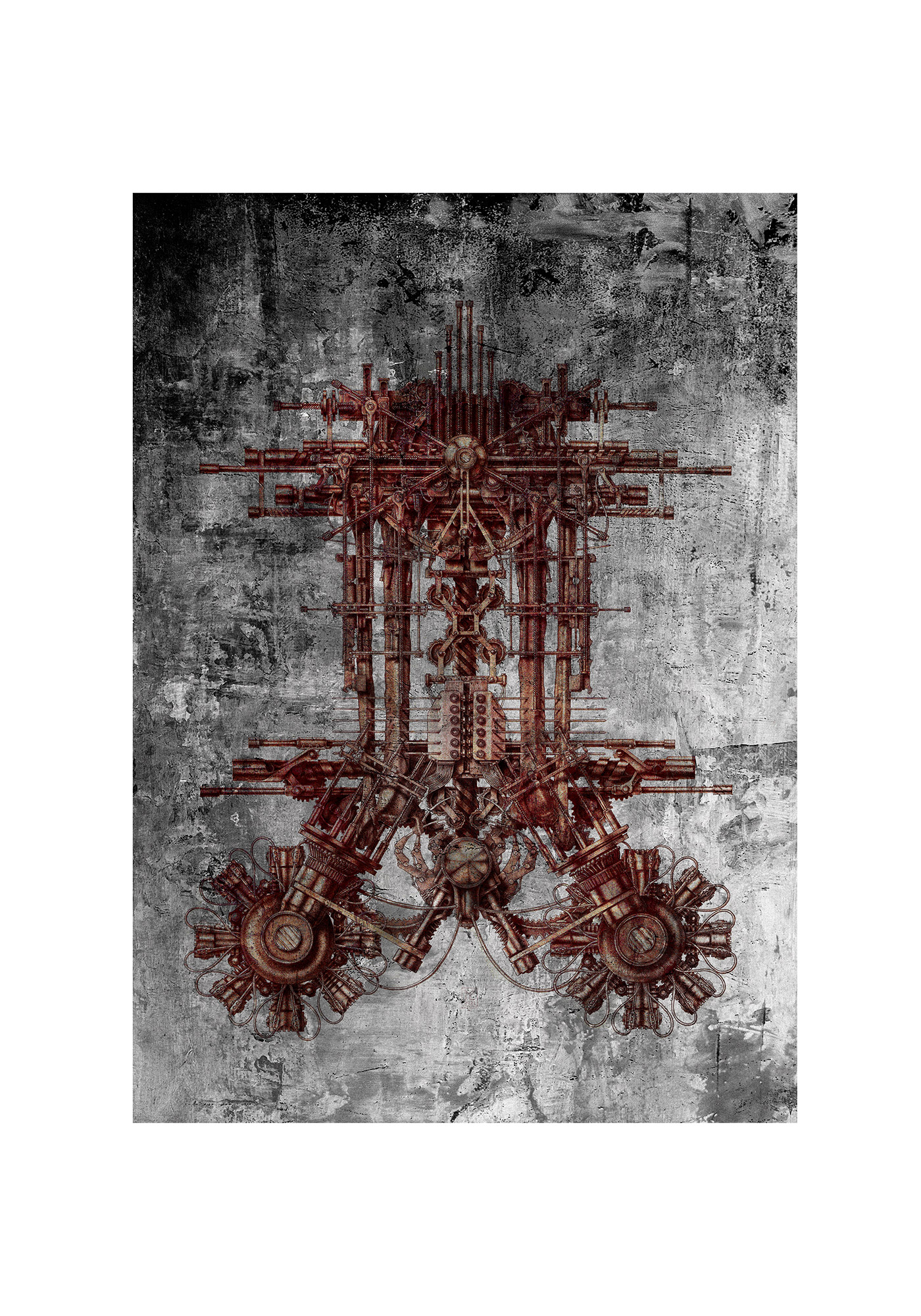 Fine Art Giclée print titled Surgical Reliquary 5, obtained by digitally coloring the image of the original drawing.