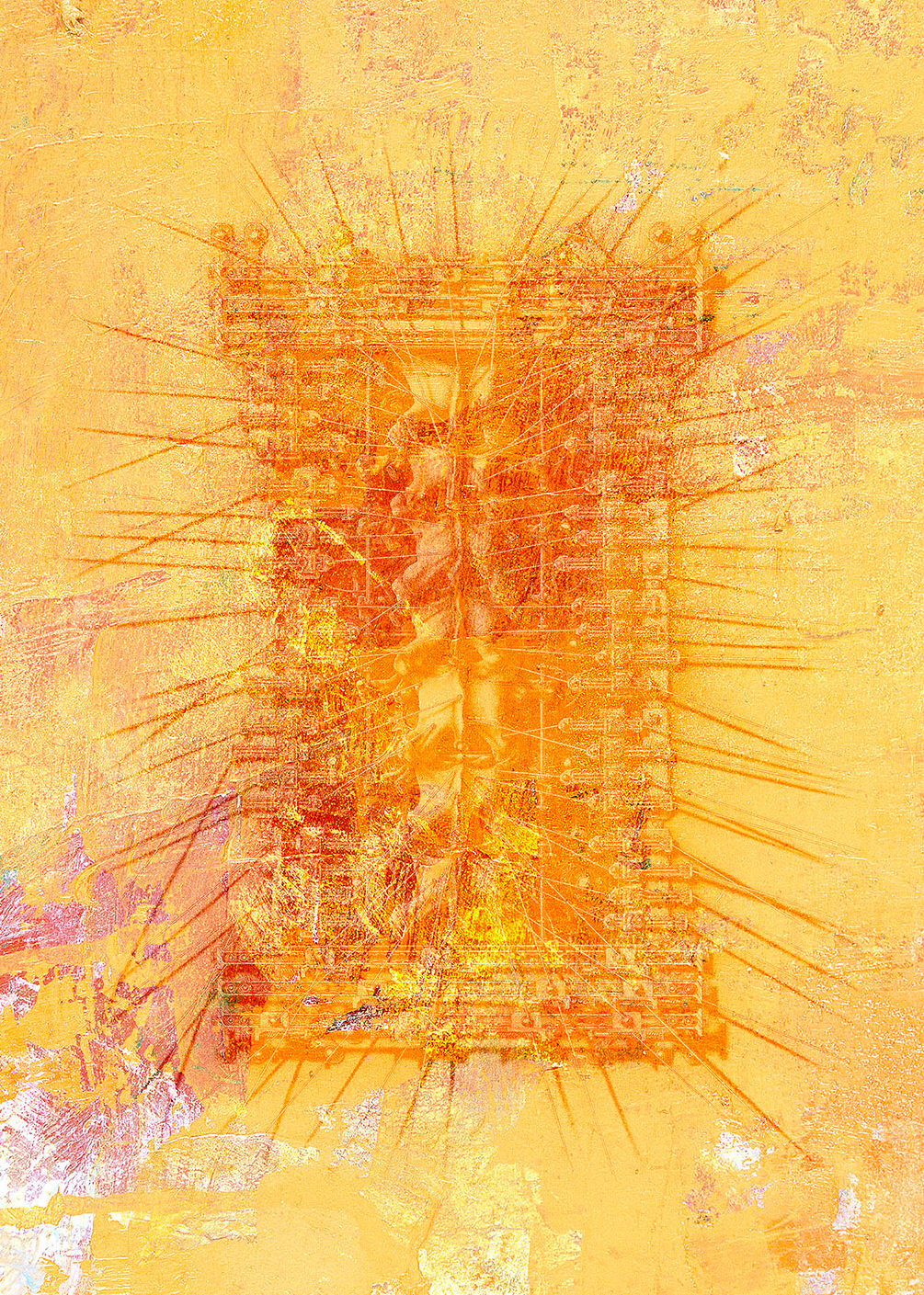 Fine Art Giclée print entitled Surgical Reliquary 8, with the original drawing processed to resemble a fresco.