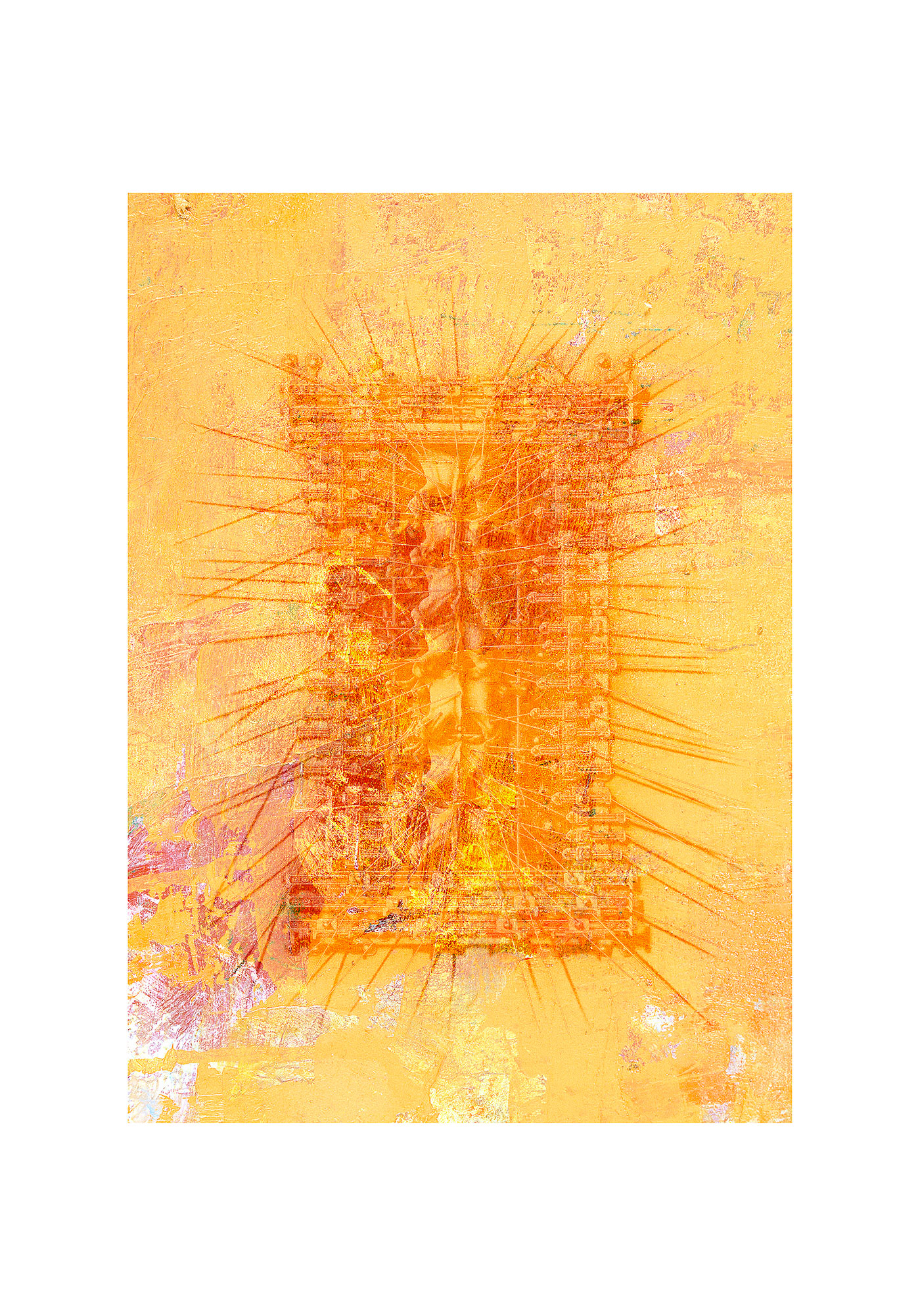 Fine Art Giclée print entitled Surgical Reliquary 8, with the original drawing processed to resemble a fresco.