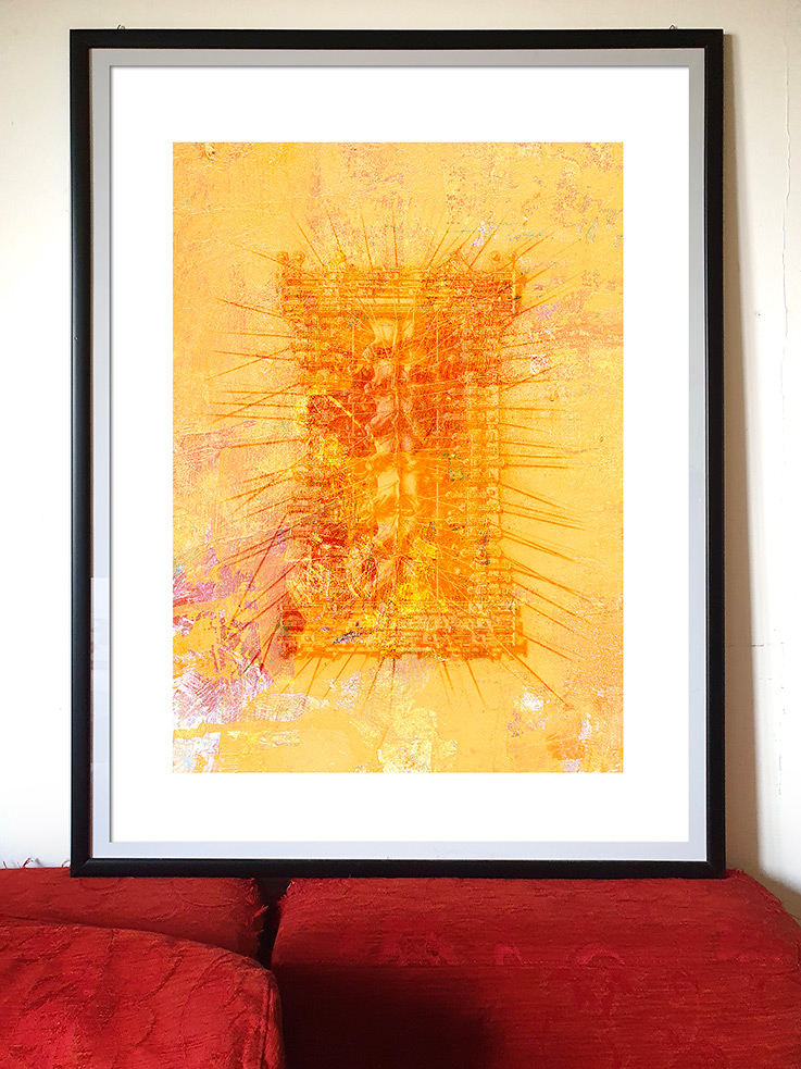 Surgical reliquary drawing number one framed in a home setting to visualize the effect.