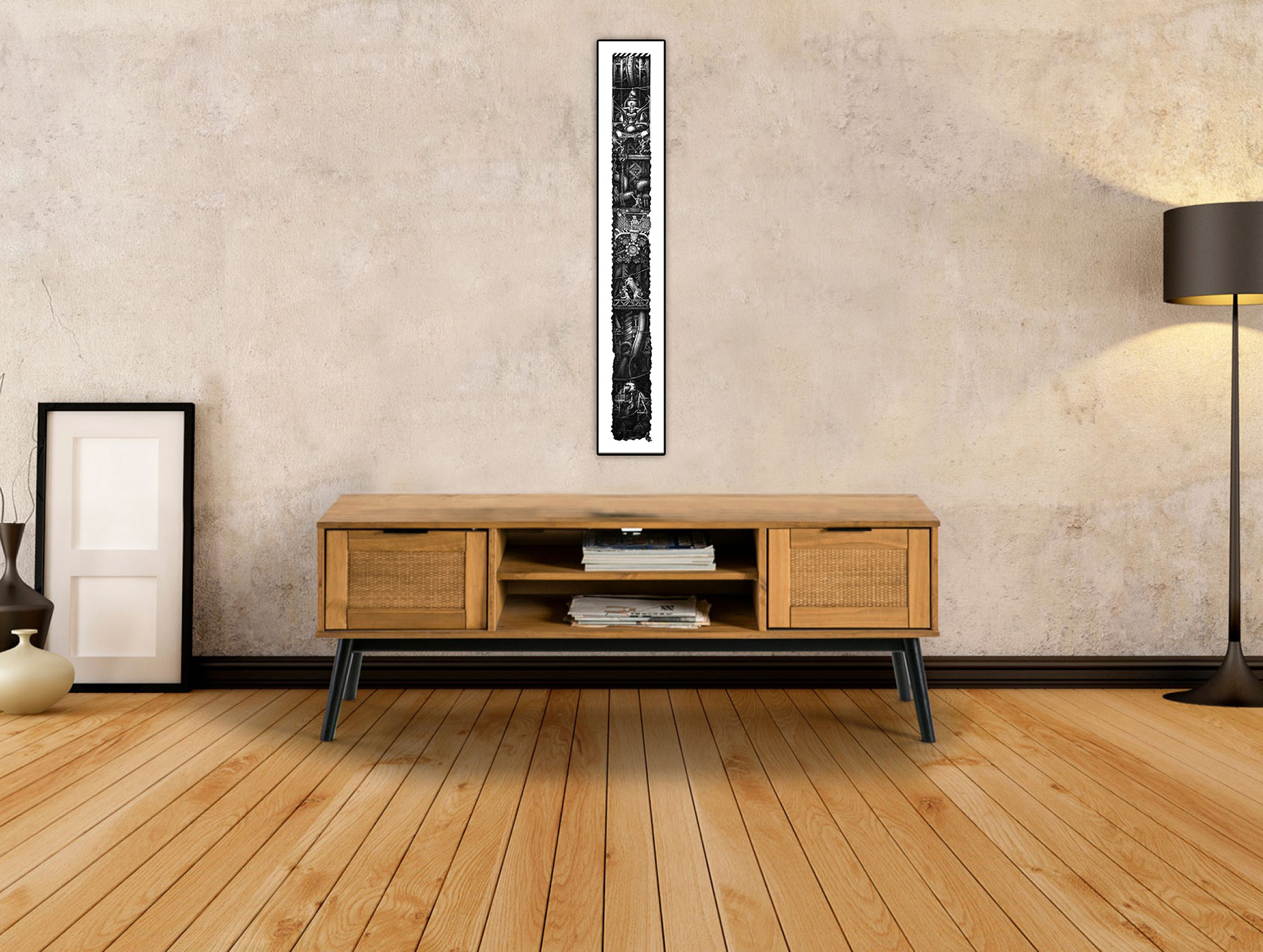 A framed image of "Meccanismo 3" used for promotional purposes.