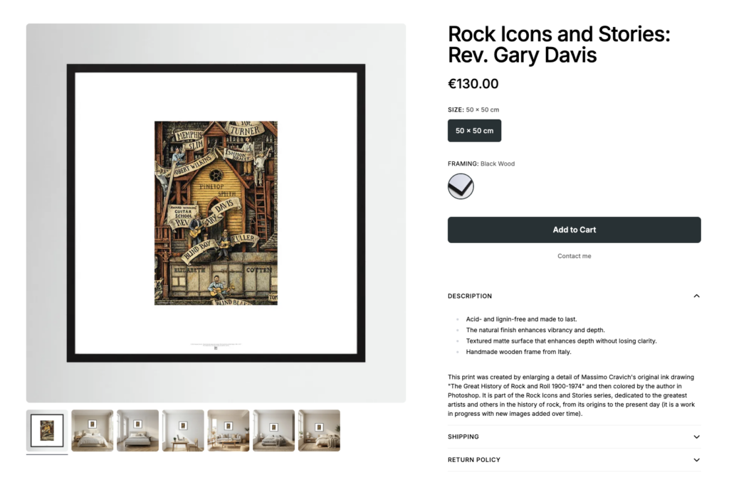 Rock-Icons-Rev-Gary-Davis-by-Printumo Image linked to massimocravichart shop on Printumo. REv. Gary Davis framed print