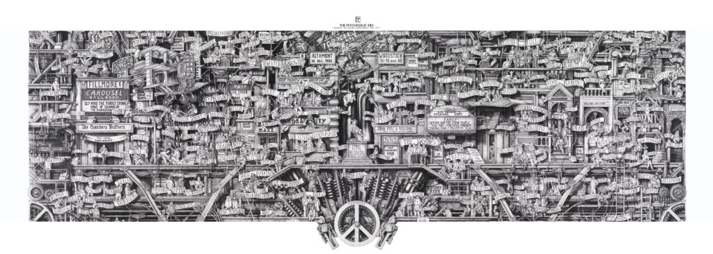 Image selected from "The Great Rock and Roll History 1900-1974" depicting and titled "The Psychedelic Era"