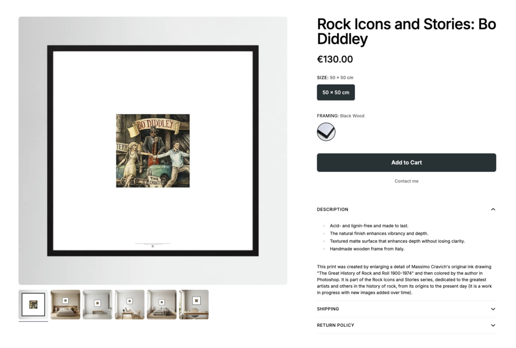 Rock-Icons-Bo-Diddley-by-Printumo Image linked to massimocravichart shop on Printumo. Bo Diddley framed print