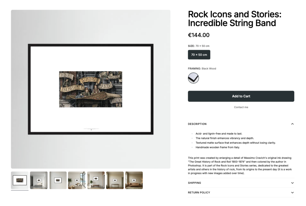 Image linked to massimocravichart shop on Printumo. Incredible String Band framed print