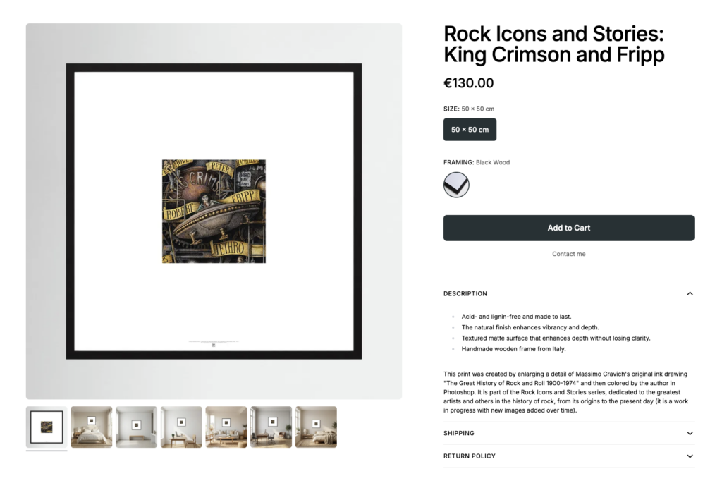 Rock-Icons-King-Crimson-by-Printumo Image linked to massimocravichart shop on Printumo. King Crimson framed print