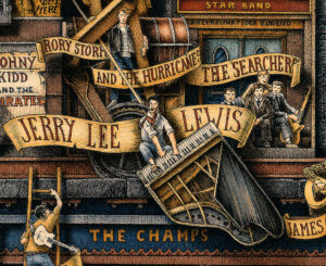 Color illustration depicting Jerry Lee Lewis from the drawing "The Great Rock and Roll History"