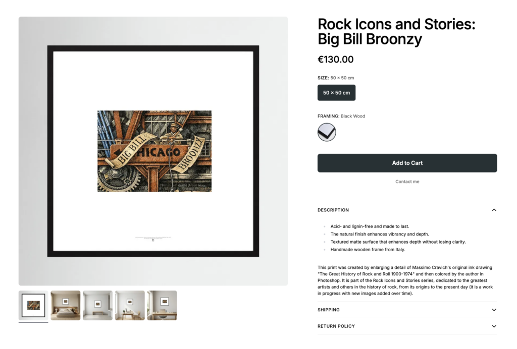 Image linked to massimocravichart shop on Printumo. TBig Bill Broonzy framed print