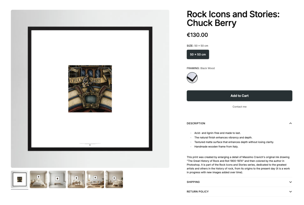 Image linked to massimocravichart shop on Printumo. Chuck Berry framed print