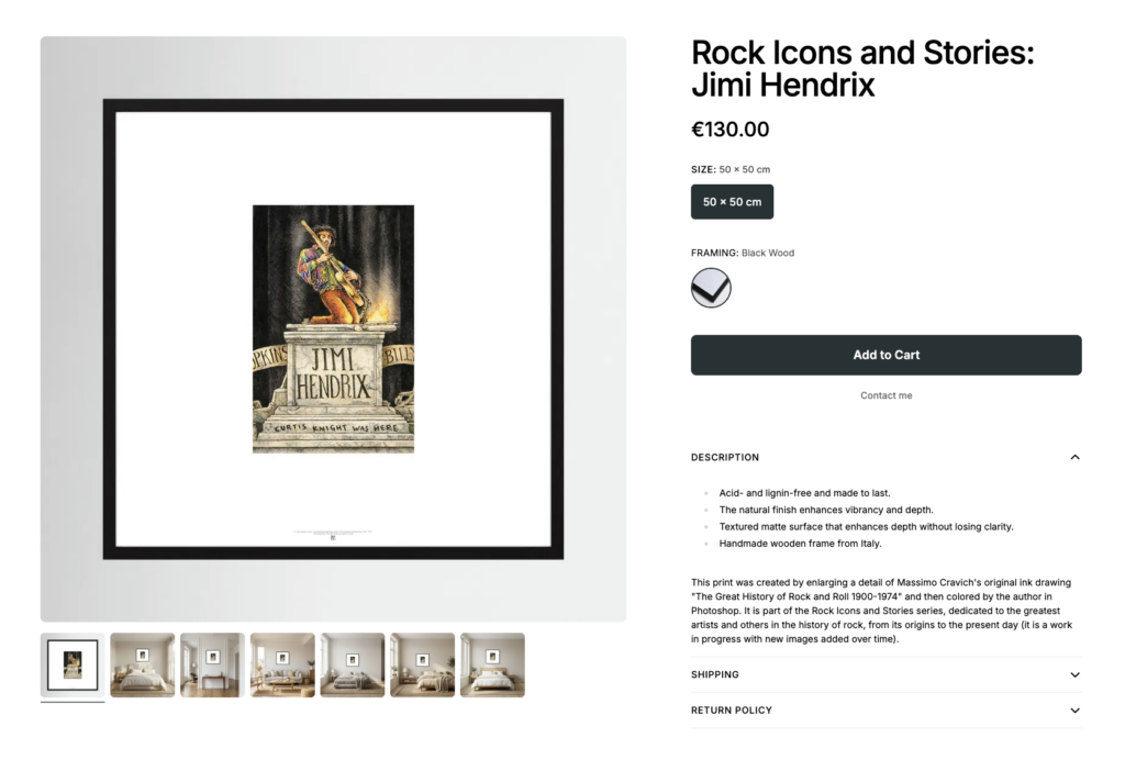 Rock-Icons-Jimi-Hendrix-by-Printumo Image linked to massimocravichart shop on Printumo. Jimi Hendrix framed print