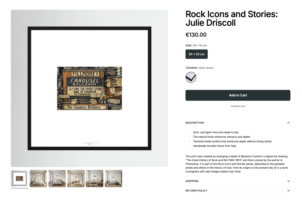 Image linked to massimocravichart shop on Printumo. Julie Driscoll Lewis framed print