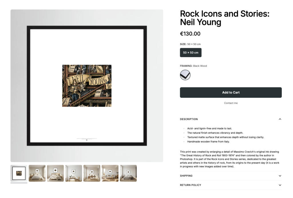 Rock-Icons-Neil-Young-by-Printumo Image linked to massimocravichart shop on Printumo. Neil Young framed print