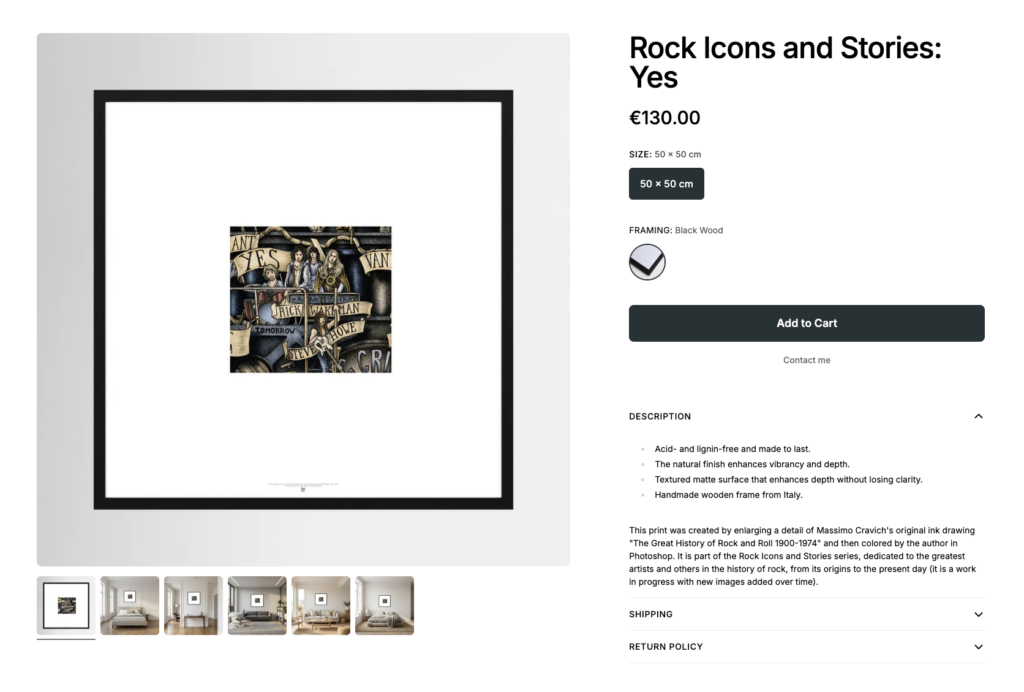 Image linked to massimocravichart shop on Printumo. Yes (rock band) framed print