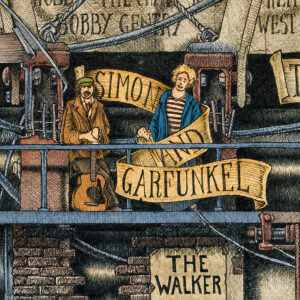 Color illustration depicting Simon and Garfunkel from the drawing "The Great Rock and Roll History"