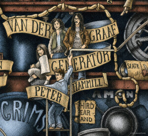 Color illustration depicting the rock band Van Der Graaf Generator from the drawing "The Great Rock and Roll History"