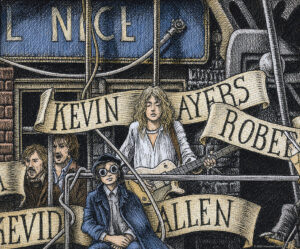 Color illustration depicting Kevin Ayers from the drawing "The Great Rock and Roll History"