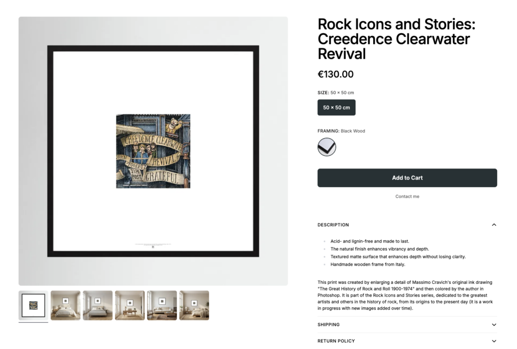 Image linked to massimocravichart shop on Printumo. Creedence Clearwater Revival framed print