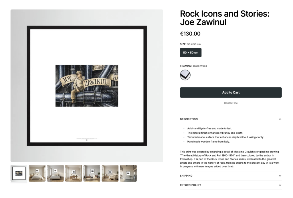 Rock-Icons-Joe-Zawinul-by-Printumo Image linked to massimocravichart shop on Printumo. Joe Zawinul framed print
