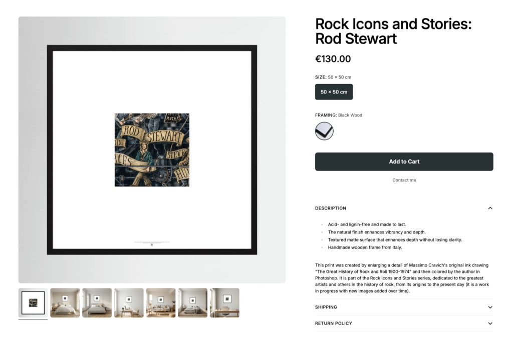 Rock-Icons-Rod-Stewart-by-Printumo Image linked to massimocravichart shop on Printumo. Rod Stewart framed print