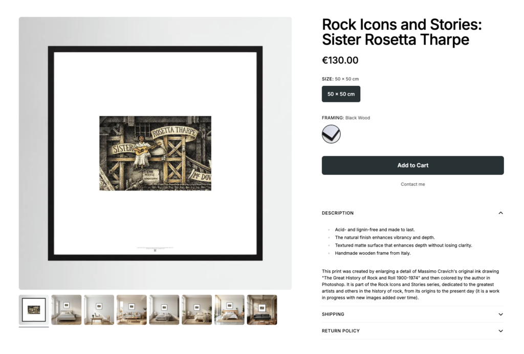 Rock-Icons-Sister-Rosetta-Tharpe-by-Printumo Image linked to massimocravichart shop on Printumo. Sister Rosetta Tharpe framed print