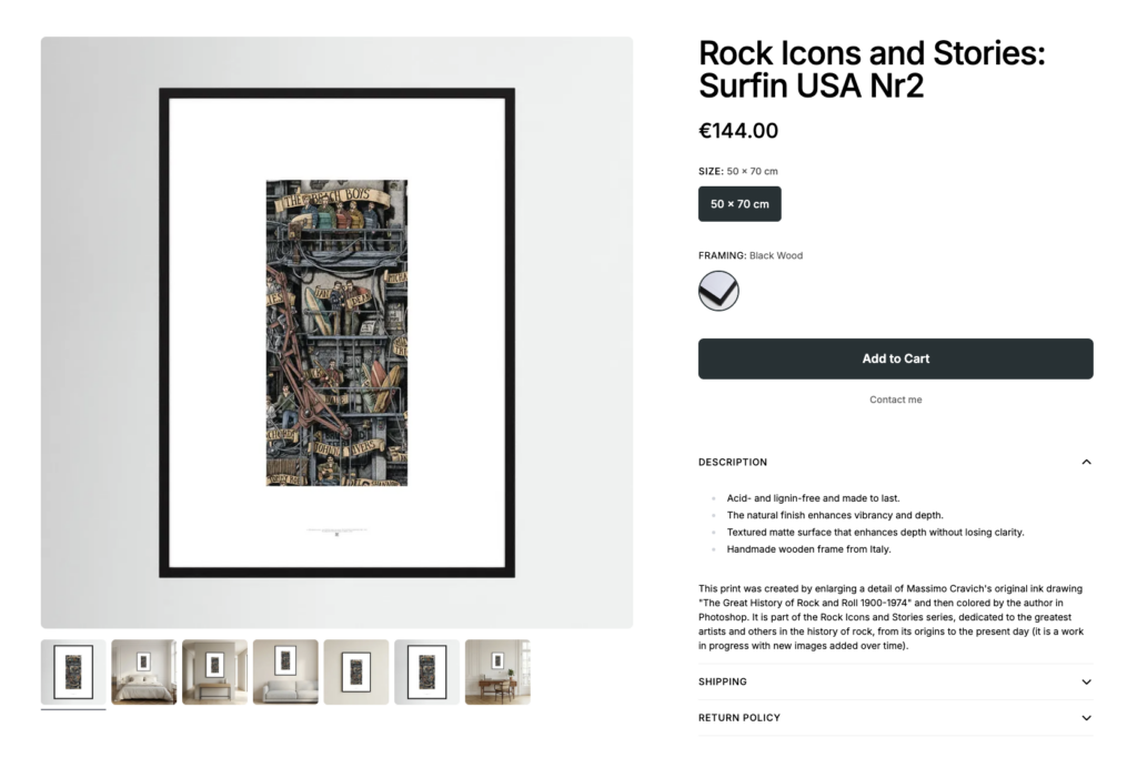 Rock-Icons-Surfin-2-by-Printumo Image linked to massimocravichart shop on Printumo. Beach Boys and others surf rock Band framed print