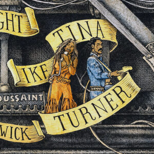 Color illustration depicting Ike and Tina Turner from the drawing "The Great Rock and Roll History"