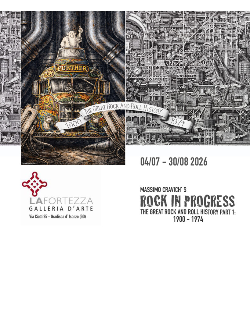 post-per-web Promotional image for Massimo Cravich's exhibition Rock in Progress july and august 2026