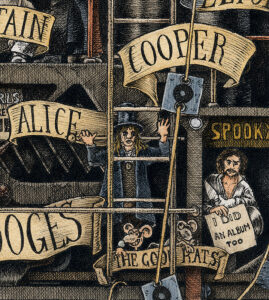 Color illustration depicting Alice Cooper from the drawing "The Great Rock and Roll History"