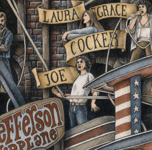 Color illustration depicting Joe Cocker from the drawing "The Great Rock and Roll History"