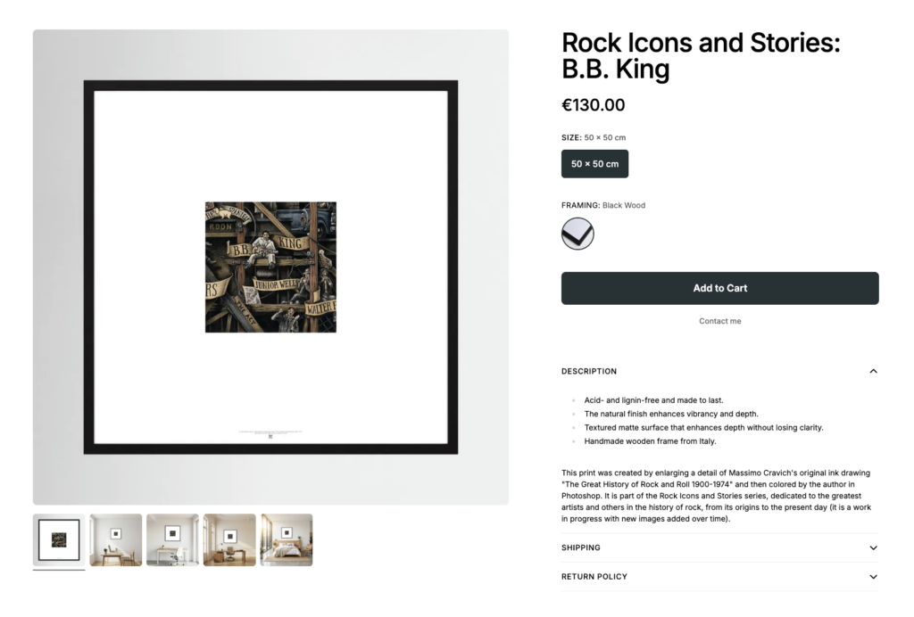 Rock-Icons-BB-King-by-Printumo Image linked to massimocravichart shop on Printumo. BB King framed print