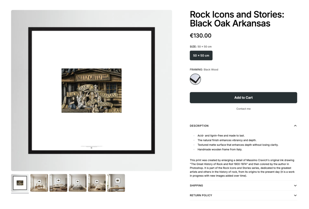 Image linked to massimocravichart shop on Printumo. Black Oak Arkansas framed print