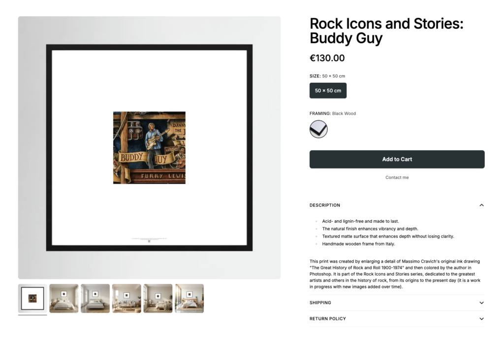 Rock-Icons-Buddy-Guy-by-Printumo Image linked to massimocravichart shop on Printumo. Buddy Guy framed print