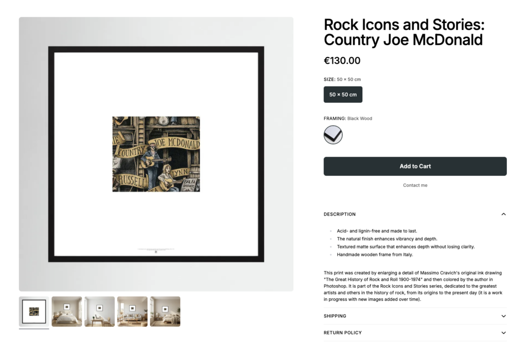 Rock-Icons-Country-Joe-McDonald-by-Printumo Image linked to massimocravichart shop on Printumo. Country Joe McDonald framed print