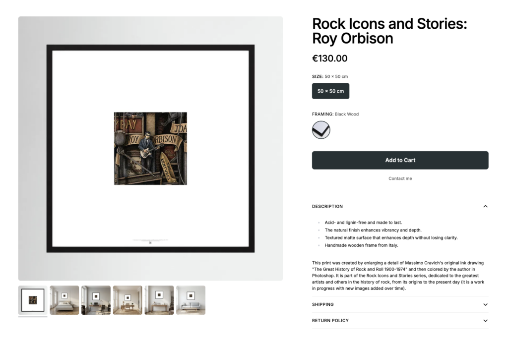Rock-Icons-Roy-Orbison-by-Printumo Image linked to massimocravichart shop on Printumo. Roy Orbison framed print