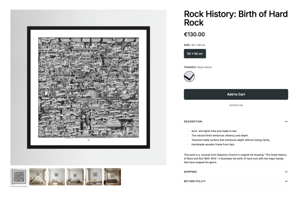 Screenshot-Rock-History-Printumo-Hard-Rock Screenshot from the product page on Printumo of the "Birth of Hard Rock" print