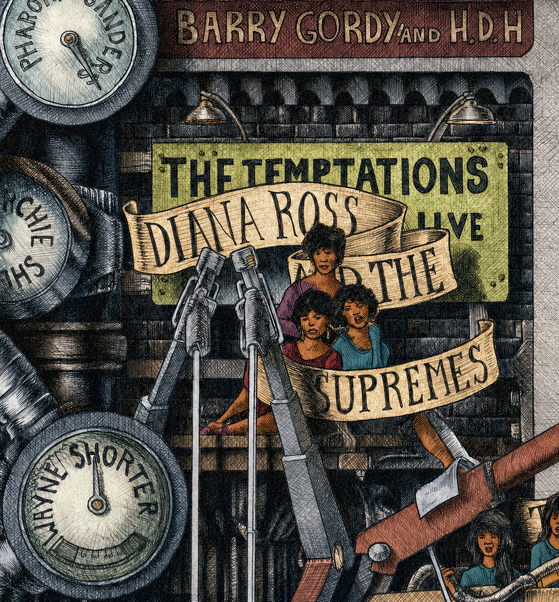 Diana-Ross-Color Color illustration depicting Diana Ross from the drawing "The Great Rock and Roll History" by Massimo Cravich