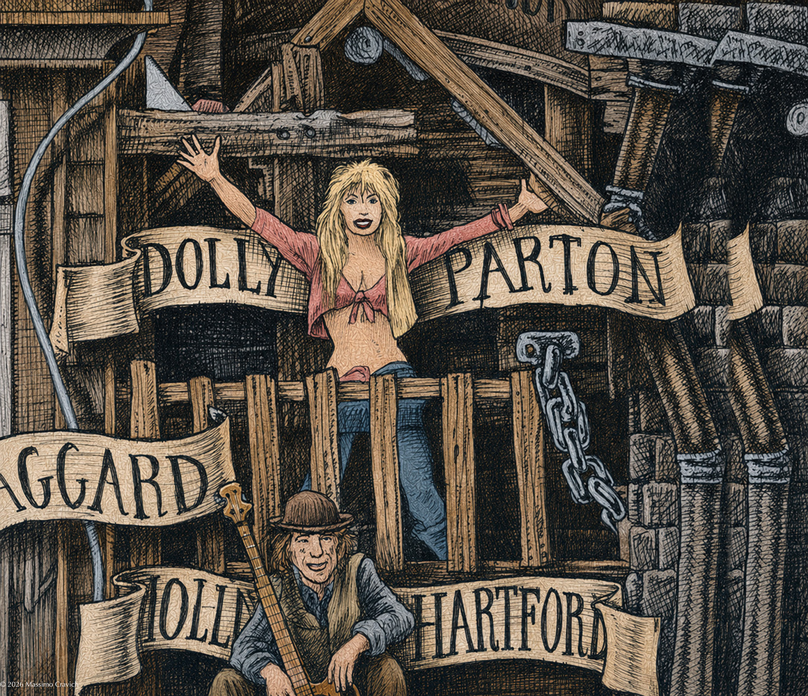 Dolly-Parton-Color Color illustration depicting Dolly Parton from the drawing "The Great Rock and Roll History" by Massimo Cravich