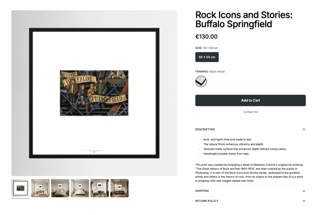 Rock-Icons-Buffalo-Springfield-by-Printumo Dedicated card for purchasing the print "Buffalo Springfield", part of the "Rock Icons" print series.