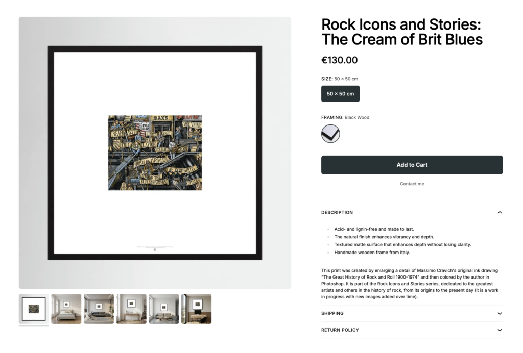 Rock-Icons-Cream-of-Brit-Blues-by-Printumo Dedicated card for purchasing the print u0022British Blues Bandsu0022, part of the u0022Rock Iconsu0022 print series.