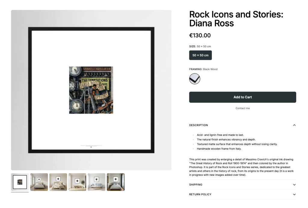 Rock-Icons-Diana-Ross-by-Printumo Dedicated card for purchasing the print "Diana Ross", part of the "Rock Icons" print series.