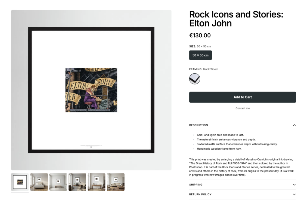 Rock-Icons-Elton-John-by-Printumo Dedicated card for purchasing the print "Elton John", part of the "Rock Icons" print series.